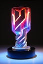 Vibrant Power: Abstract Lightning Bolt and Clenched Fist on Modern Pedestal