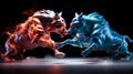 Intertwined Rivalry: Bull and Bear Clash in Stock Market