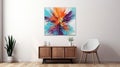 Vibrant Burst of Colors: Abstract Oil Painting on Canvas Royalty Free Stock Photo