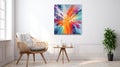 Vibrant Burst of Colors: Abstract Oil Painting on Canvas Royalty Free Stock Photo