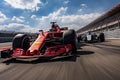 Thrilling Formula 1 Race: Cars Speeding on Vibrant Curvy Circuit