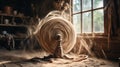 Dynamic Pottery: A Rustic Studios Spinning Wheel in Motion