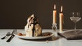 Melting Moments: Abstract Fusion of Ice Cream and Candle on Marble