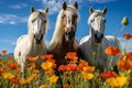 Majestic Horses Grazing in Sunlit Meadow