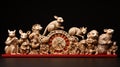 Golden Chinese Zodiac Animals in Vibrant Temple Setting