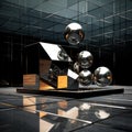 Futuristic Geometric Sculpture: A Dance of Light and Shadow