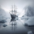 Ship\'s Encounter with Antarctic Icebergs