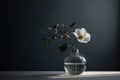 Ai Generative Daisy flower in a glass vase on a dark background