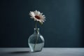 Ai Generative Daisy flower in a glass vase on a dark background