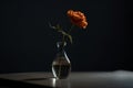 Ai Generative Daisy flower in a glass vase on a dark background