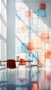 Seamless Collaboration: Abstract Geometric Shapes Unite in Vibrant Office Setting