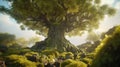 Ancient Wisdom: The Majestic Oak Tree Cloaked in Moss
