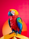 Vibrant beauty of a parrot in a minimalist studio setup,