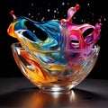 Vibrant Translucent Liquid Pouring from Silver Ladle