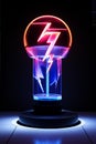 Vibrant Power: Abstract Lightning Bolt and Clenched Fist on Modern Pedestal