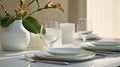 Elegant White Minimalism: A Serene Dining Experience Royalty Free Stock Photo