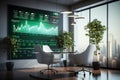 Futuristic Stock Market Visualization in Contemporary Office Royalty Free Stock Photo