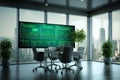 Futuristic Stock Market Visualization in Contemporary Office Royalty Free Stock Photo