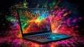 Vibrant Explosions: Stunning Laptop Photoshoot with Sony A9