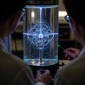 Captivating plasma display creation watched by scientists in a controlled laboratory setting Royalty Free Stock Photo