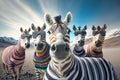 Group of zebras in the desert