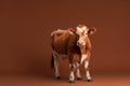 Ai Generative Portrait of a red-brown cow on a brown background