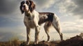 Captivating Portraits Of An English Springer Dog Against A Cloudy Sky