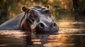 Captivating Portraits Of A Majestic Hippo In Golden Light