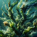 A captivating portrayal of algae in motion, this image blends the natural elegance of aquatic flora Royalty Free Stock Photo