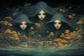 Hauntingly beautiful banshee sirens, with voices that can both enchant and bewitch - Generative AI