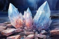 Luminescent moonstone crystals, radiating with otherworldly energy - Generative AI