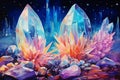 Luminescent moonstone crystals, radiating with otherworldly energy - Generative AI