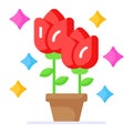 A captivating potted rose flowers vector design, modern and trendy style