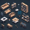 Captivating Realism 3D Realistic Renderings of Isometric Furniture Elements for Design Inspiration