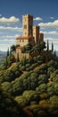 Captivating Realist Painting: Castello Di Volpaia On Hillside