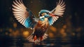 Captivating Realistic Surrealism: Kingfisher In Flight