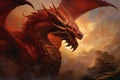 Captivating Red dragon fantasy art. Generate Ai