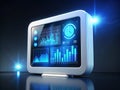 Futuristic White Device Rendered with Glowing Blue Interface A Digital Visualization for Modern Product Design Royalty Free Stock Photo