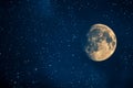 portrait moon with blur stars background in the night Royalty Free Stock Photo