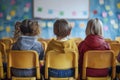 Captivating scene Children absorbed in learning journey from behind