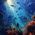 Captivating Scene from The Diving Diaries: Journey into the Deep Blue Royalty Free Stock Photo