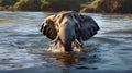 Elephant bathing in a river