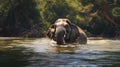 Elephant bathing in a river