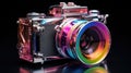 Camera with an iridescent reflection Royalty Free Stock Photo