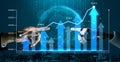 Futuristic Collaboration Between Human and Robot Hands Symbolizing Growth, Progress, and Innovation in Data-Driven Royalty Free Stock Photo
