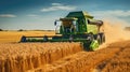 Contemporary Wheat Harvesting with a Modern Combine Harvester in Action Royalty Free Stock Photo