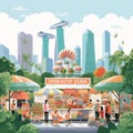 Captivating Scene of Singapore's Vibrant Culture, Cuisine, and Sights