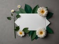 a card with flowers and a card that says flowers Blank Card Blossoms A Top-Down View Amidst Paper