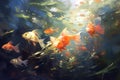 Vibrant fishes glide through aquatic wonder