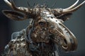 Realistic 3D Moose Head with Cinematic Lighting and Rococo Detail